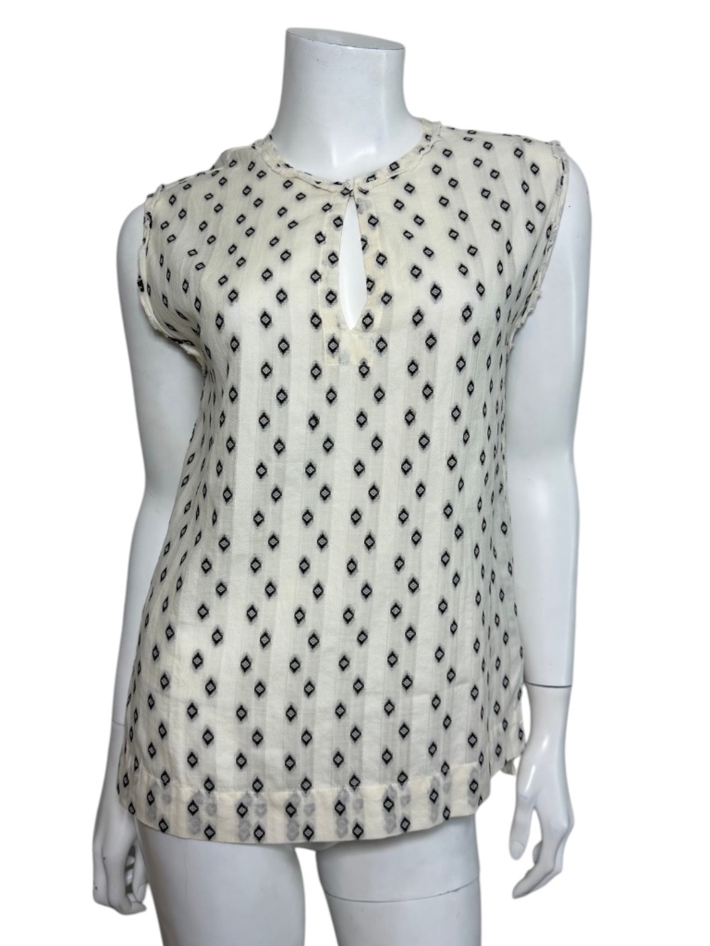Pomandere Sleeveless Diamond Top in Ivory/Black Size IT 40/S